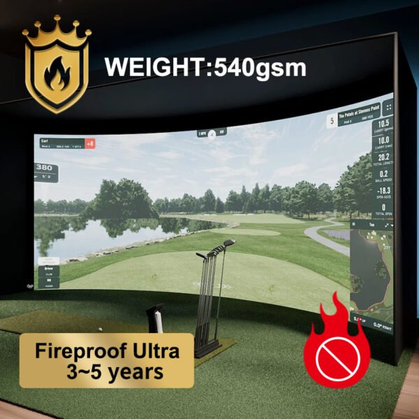 Fireroof Ultra  – 560gsm Fire-Resistant Golf Impact Screen Fabric