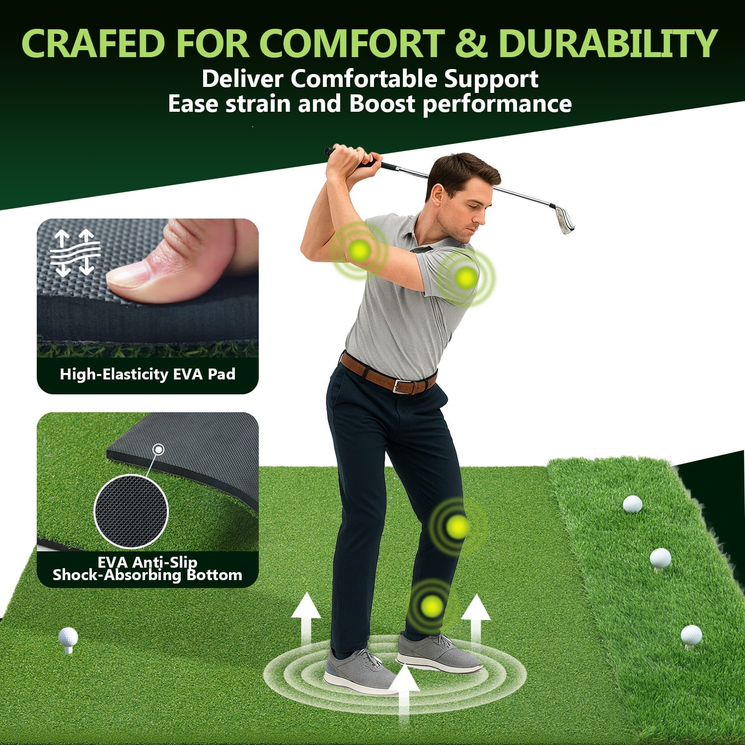 Artificial Grass Putting Green Golf Mat - Golf Practice Turf, 40mm PortablePutting Green for Golf Simulators & Backyards - Image 3