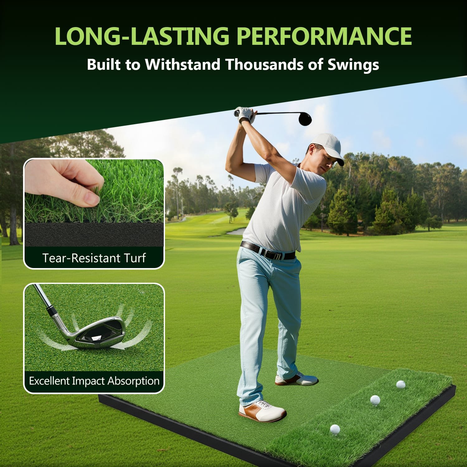 Artificial Grass Putting Green Golf Mat - Golf Practice Turf, 40mm PortablePutting Green for Golf Simulators & Backyards - Image 4