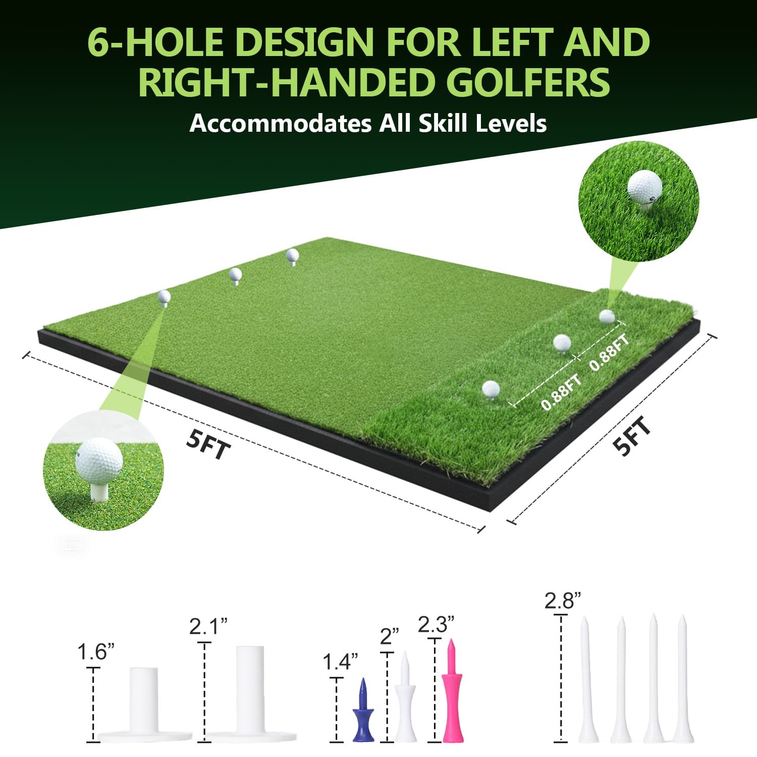 Artificial Grass Putting Green Golf Mat - Golf Practice Turf, 40mm PortablePutting Green for Golf Simulators & Backyards - Image 6
