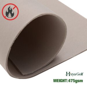 High-Contrast Grey Fire-Retardant Impact Screen Fabric - Heya Logo