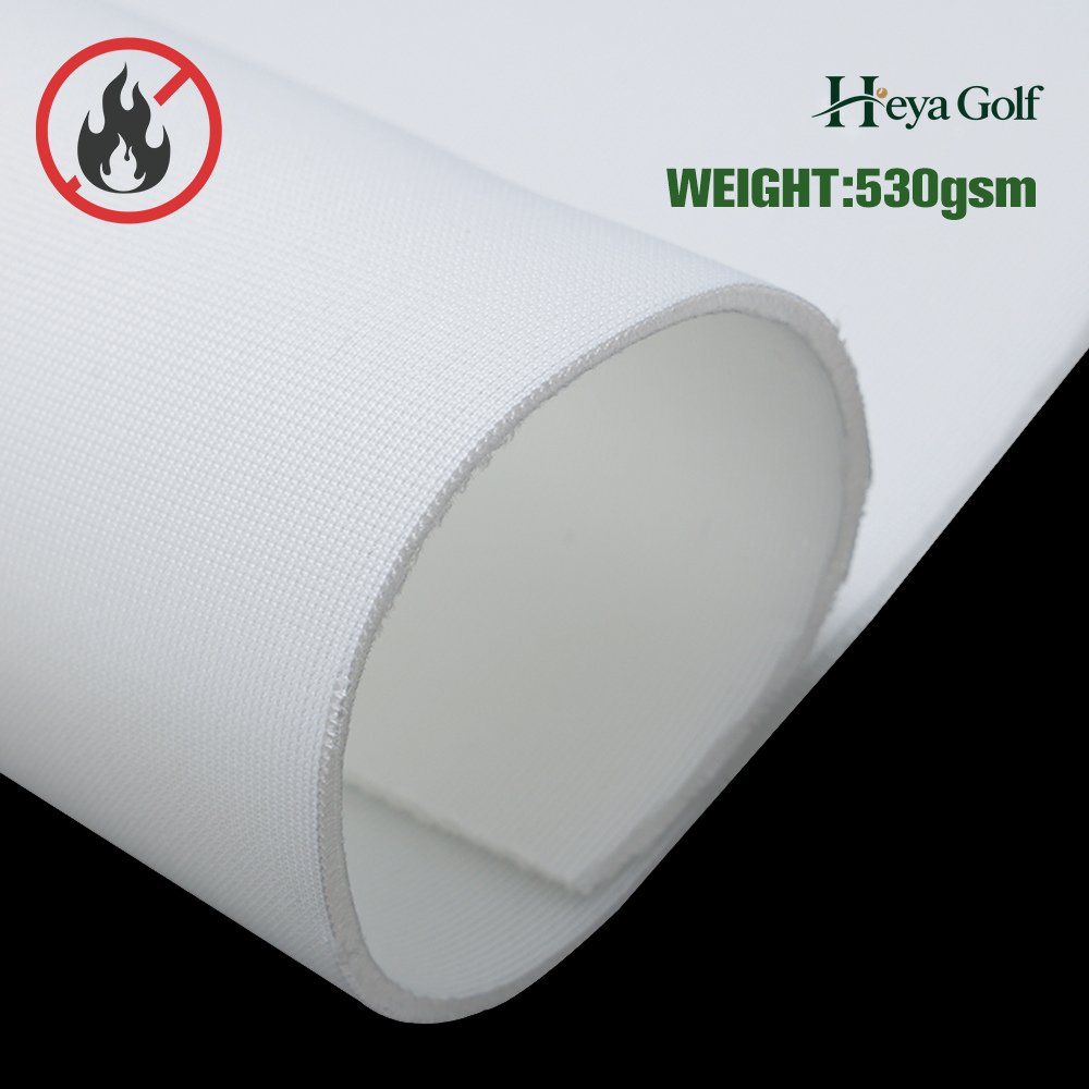 fire retardant white golf impact screen fabric - Heya Logo